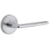 Viaggio Motivo Right Handed Solid Brass Passage Door Lever Set with Brezza Lever and Circolo Leather Rosette - 2-3/4" Backset Bright Chrome