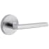 Viaggio Motivo Right Handed Solid Brass Passage Door Lever Set with Milano Lever and Circolo Linen Rosette - 2-3/4" Backset Bright Chrome