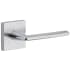 Viaggio Motivo Right Handed Solid Brass Passage Door Lever Set with Brezza Lever and Quadrato Leather Backplate - 2-3/4" Backset Bright Chrome
