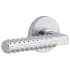Viaggio Motivo Left Handed Solid Brass Passage Door Lever Set with Contempo Rebar Lever and Circolo Linen Rosette - 2-3/4" Backset Bright Chrome
