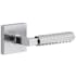 Viaggio Motivo Right Handed Solid Brass Passage Door Lever Set with Contempo Rebar Lever and Quadrato Leather Backplate - 2-3/4" Backset Bright Chrome