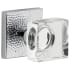Viaggio Quadrato Hammered Solid Brass Privacy Door Knob Set with Square Crystal Knob and Square Backplate - 2-3/8" Backset Bright Chrome