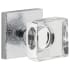 Viaggio Motivo Solid Brass Privacy Door Knob Set with Quadrato Crystal Knob and Leather Backplate - 2-3/8" Backset Bright Chrome