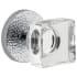Viaggio Circolo Hammered Solid Brass Privacy Door Knob Set with Quadrato Crystal Knob and Hammered Rosette - 2-3/4" Backset Bright Chrome