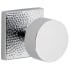 Viaggio Quadrato Hammered Solid Brass Privacy Door Knob Set with Circolo Brass Knob and Square Hammered Backplate - 2-3/4" Backset Bright Chrome