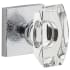 Viaggio Motivo Solid Brass Privacy Door Knob Set with Stella Crystal Knob and Quadrato Leather Backplate - 2-3/4" Backset Bright Chrome