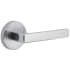Viaggio Motivo Right Handed Solid Brass Privacy Door Lever Set with Lusso Lever and Circolo Leather Rosette - 2-3/8" Backset Bright Chrome