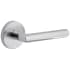Viaggio Motivo Right Handed Solid Brass Privacy Door Lever Set with Moderno Lever and Circolo Linen Rosette - 2-3/8" Backset Bright Chrome