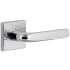 Viaggio Quadrato Hammered Right Handed Solid Brass Privacy Door Lever Set with Bella Lever and Quadrato Hammered Backplate - 2-3/8" Backset Bright Chrome