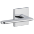 Viaggio Quadrato Left Handed Solid Brass Privacy Door Lever Set with Brezza Lever and Quadrato Backplate - 2-3/4" Backset Bright Chrome