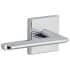 Viaggio Quadrato Hammered Left Handed Solid Brass Privacy Door Lever Set with Brezza Lever and Quadrato Hammered Backplate - 2-3/4" Backset Bright Chrome