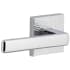 Viaggio Quadrato Hammered Left Handed Solid Brass Privacy Door Lever Set with Lusso Lever and Quadrato Hammered Backplate - 2-3/4" Backset Bright Chrome