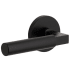 Viaggio Circolo Left Handed Solid Brass Privacy Door Lever Set with Contempo Lever and Circolo Rosette - 2-3/8" Backset Satin Black