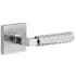 Viaggio Motivo Right Handed Solid Brass Privacy Door Lever Set with Contempo Rebar Lever and Quadrato Linen Backplate - 2-3/8" Backset Bright Chrome