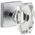 Viaggio Quadrato Hammered Solid Brass Non-Turning One-Sided Dummy Door Knob with Stella Crystal Knob and Quadrato Hammered Backplate Bright Chrome