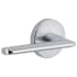 Viaggio Motivo Left Handed Solid Brass Non-Turning One-Sided Dummy Door Lever with Brezza Lever and Circolo Leather Rosette Bright Chrome