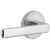 Viaggio Motivo Left Handed Solid Brass Non-Turning One-Sided Dummy Door Lever with Lusso Lever and Circolo Leather Rosette Bright Chrome