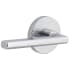 Viaggio Motivo Left Handed Solid Brass Non-Turning One-Sided Dummy Door Lever with Milano Lever and Circolo Linen Rosette Bright Chrome