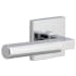 Viaggio Quadrato Left Handed Solid Brass Non-Turning One-Sided Dummy Door Lever with Contempo Lever and Quadrato Backplate Bright Chrome
