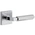 Viaggio Quadrato Hammered Right Handed Solid Brass Non-Turning One-Sided Dummy Door Lever with Contempo Rebar Lever and Quadrato Hammered Backplate Bright Chrome