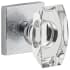 Viaggio Motivo Solid Brass Non-Turning Two-Sided Dummy Door Knob Set with Stella Crystal Knob and Quadrato Linen Backplate Bright Chrome