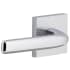 Viaggio Motivo Solid Brass Non-Turning Two-Sided Dummy Door Lever Set with Bella Lever and Quadrato Leather Backplate Bright Chrome