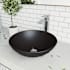 Vigo Cavalli 15" L x 15" W x 5" H Circular Glass Vessel Bathroom Sink Black MatteShell