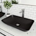 Vigo Hadyn 22" L x 14" W x 4" H Rectangular Glass Vessel Bathroom Sink Black MatteShell