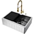 Vigo SoundAbsorb 30" Farmhouse Single Basin 16 Gauge Stainless Steel Kitchen Sink with Single Hole 1.8 GPM Pull Down Kitchen Faucet - Includes Basket Strainer, Cutting Board, Escutcheon, and Basin Rack Stainless Steel