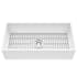 Vigo Matte Stone 36" Farmhouse Single Basin Acrylic Kitchen Sink with Basin Rack, Basket Strainer and Cutting Board Matte White