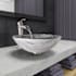 Vigo Giovanni 17" Circular Glass Vessel Bathroom Sink with 1.2 GPM Waterfall 11" H Deck Mounted Bathroom Faucet and Pop-Up Drain Assembly PVD Brushed Nickel