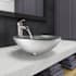 Vigo Giovanni 17" Circular Glass Vessel Bathroom Sink with 1.2 GPM Waterfall 11" H Deck Mounted Bathroom Faucet and Pop-Up Drain Assembly PVD Brushed Nickel