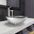 Vigo Giovanni 17" Circular Glass Vessel Bathroom Sink with 1.2 GPM 13" Deck Mounted Bathroom Faucet and Pop-Up Drain Assembly PVD Brushed Nickel