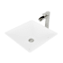 Vigo Hibiscus 16" Square Stone Composite Vessel Bathroom Sink with 1.2 GPM Waterfall 11" H Deck Mounted Bathroom Faucet and Pop-Up Drain Assembly Brushed Nickel Drain