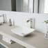 Vigo Hyacinth 14" Square Stone Composite Vessel Bathroom Sink with 1.2 GPM Waterfall 11" H Deck Mounted Bathroom Faucet and Pop-Up Drain Assembly PVD Brushed Nickel