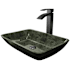 Vigo Donatello 18" Rectangular Glass Vessel Bathroom Sink with 1.2 GPM 12" Deck Mounted Bathroom Faucet and Pop-Up Drain Assembly Gray
