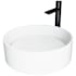 Vigo Anvil 16" Circular Stone Composite Vessel Bathroom Sink with 1.2 GPM 11" Deck Mounted Bathroom Faucet and Pop-Up Drain Assembly Matte White