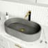 Vigo Sagrada Gothic 24" L x 14" W x 10" H Oval Concrete Vessel Bathroom Sink with Single Faucet Hole Matte Brushed Gold