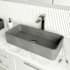 Vigo Palazzo Gothic 24" Rectangular Concrete Vessel Bathroom Sink with 1.2 GPM 11" Deck Mounted Bathroom Faucet and Pop-Up Drain Assembly Brushed Nickel