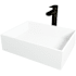 Vigo Montauk 17" Rectangular Stone Composite Vessel Bathroom Sink with 1.2 GPM Waterfall 11" H Deck Mounted Bathroom Faucet and Pop-Up Drain Assembly Matte Black
