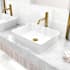 Vigo Marigold 18" Rectangular Stone Composite Vessel Bathroom Sink with 1.2 GPM 12" Deck Mounted Bathroom Faucet and Pop-Up Drain Assembly Matte Brushed Gold