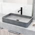 Vigo Basilica Gothic 23" Rectangular Concrete Vessel Bathroom Sink with 1.2 GPM 11" Deck Mounted Bathroom Faucet and Pop-Up Drain Assembly Matte Black