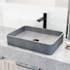 Vigo Tarragona Gothic 19" Rectangular Concrete Vessel Bathroom Sink with 1.2 GPM 11" Deck Mounted Bathroom Faucet and Pop-Up Drain Assembly Matte Black