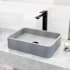 Vigo Segovia Gothic 16" Rectangular Concrete Vessel Bathroom Sink with 1.2 GPM 11" Deck Mounted Bathroom Faucet and Pop-Up Drain Assembly Matte Black