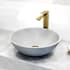 Vigo Ravenna Gothic 16" Circular Concrete Vessel Bathroom Sink with 1.2 GPM 11" Deck Mounted Bathroom Faucet and Pop-Up Drain Assembly Matte Brushed Gold