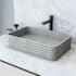 Vigo Cadman 21" Rectangular Concrete Vessel Bathroom Sink with 1.2 GPM 11" Deck Mounted Bathroom Faucet and Pop-Up Drain Assembly Matte Black