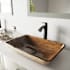 Vigo Donatello 23" Rectangular Glass Vessel Bathroom Sink with 1.2 GPM 13" Deck Mounted Bathroom Faucet and Pop-Up Drain Assembly Light Wood