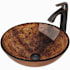 Vigo Giovanni 17" Circular Glass Vessel Bathroom Sink with 1.2 GPM 11" Deck Mounted Bathroom Faucet and Pop-Up Drain Assembly Antique Rubbed Bronze