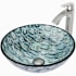 Vigo Giovanni 17" Circular Glass Vessel Bathroom Sink with 1.2 GPM 11" Deck Mounted Bathroom Faucet and Pop-Up Drain Assembly Brushed Nickel