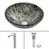 Vigo Giovanni 17" Circular Glass Vessel Bathroom Sink with 1.2 GPM 11" Deck Mounted Bathroom Faucet and Pop-Up Drain Assembly Brushed Nickel